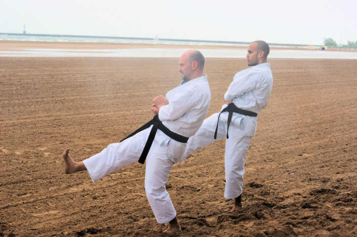 karate lessons on the beach